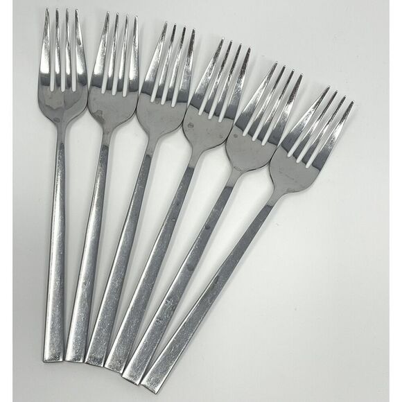 Oneida Stainless Dupree Glossy Dinner Place Forks 8 1/8” Set Of 6 Discontinued - Picture 1 of 6
